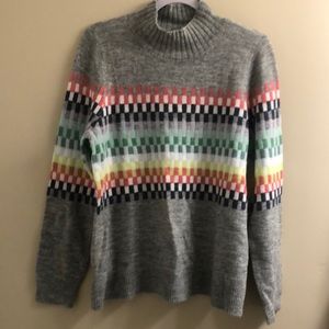 Women’s wool blend top, gray print, Loft, size large